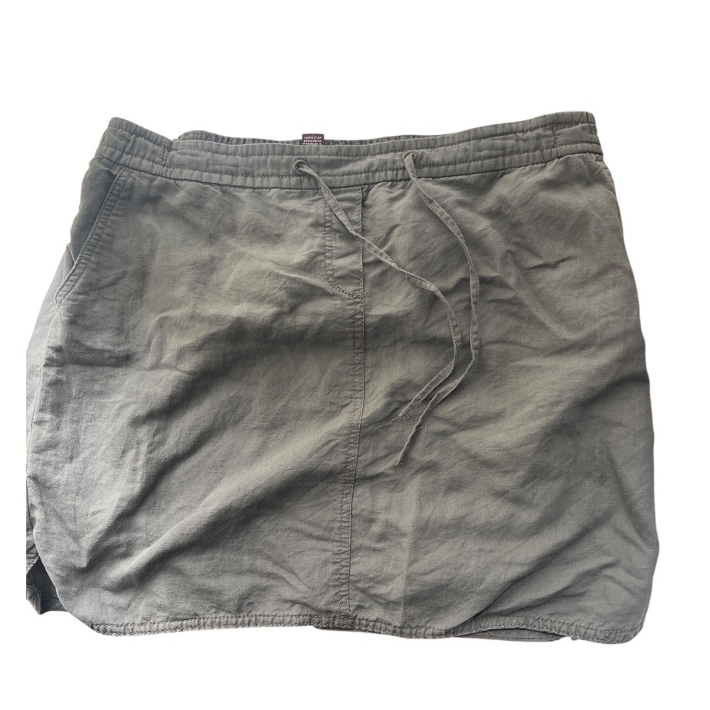 Marina Luna‎ Beige Linen Cotton Drawstring Waist Mini Skirt 12